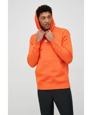 adidas bluza męska kolor pomarańczowy z kapturem gładka