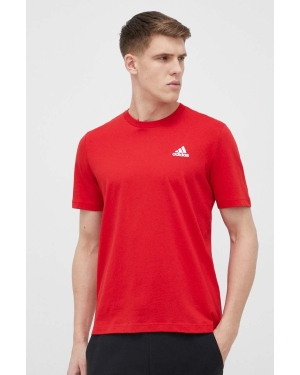 adidas t-shirt bawełniany kolor czerwony gładki