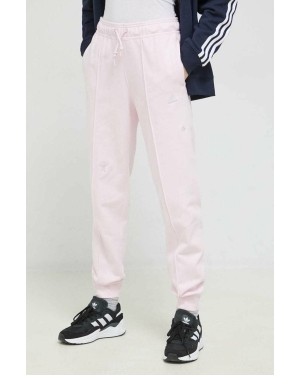 adidas spodnie dresowe bawełniane kolor różowy z aplikacją