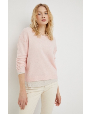 American Vintage sweter wełniany damski kolor różowy lekki