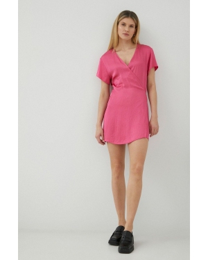 American Vintage sukienka kolor różowy mini rozkloszowana