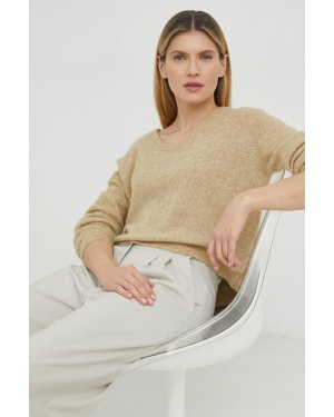 American Vintage sweter wełniany damski kolor beżowy lekki