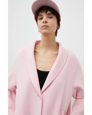 American Vintage płaszcz wełniany kolor różowy przejściowy oversize