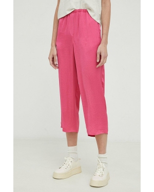 American Vintage spodnie damskie kolor różowy proste high waist
