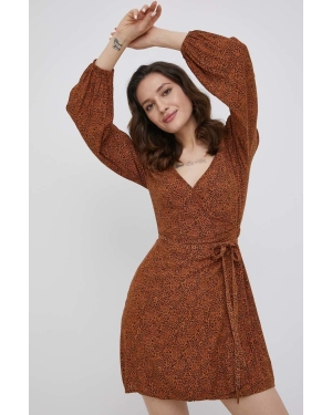 Billabong sukienka kolor brązowy mini rozkloszowana