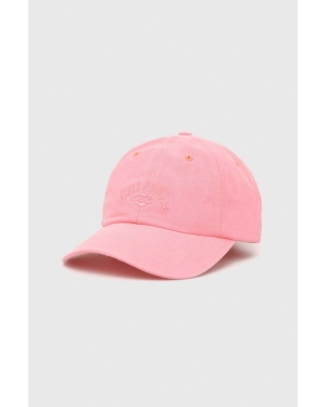 Billabong czapka z daszkiem bawełniana kolor różowy z aplikacją