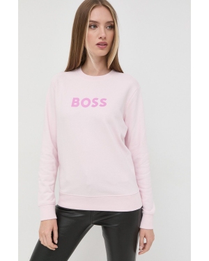 BOSS bluza bawełniana 50468357 damska kolor różowy z nadrukiem