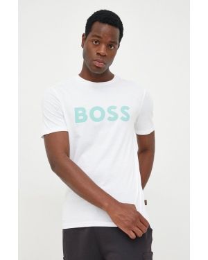 BOSS t-shirt bawełniany BOSS CASUAL kolor biały z nadrukiem