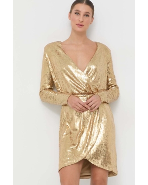 BOSS sukienka kolor złoty mini prosta