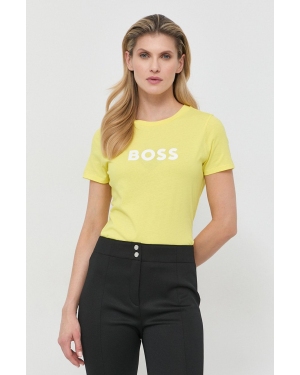 BOSS t-shirt bawełniany kolor żółty 50468356