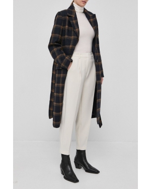 Bruuns Bazaar spodnie damskie kolor beżowy proste high waist