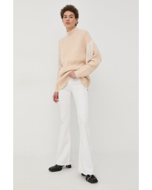 Bruuns Bazaar sweter damski kolor beżowy ciepły z półgolfem