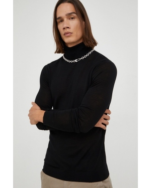 Bruuns Bazaar sweter wełniany kolor czarny z golferm