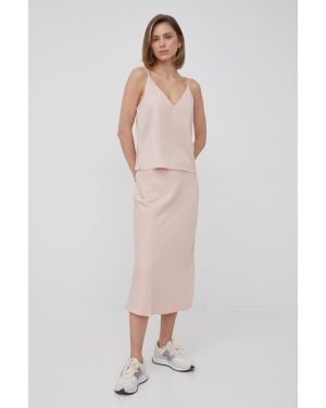 Calvin Klein spódnica kolor różowy midi rozkloszowana