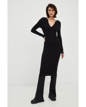 Calvin Klein sukienka z domieszką wełny kolor czarny mini dopasowana