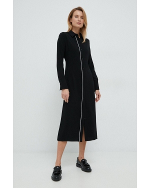 Calvin Klein sukienka kolor czarny midi prosta