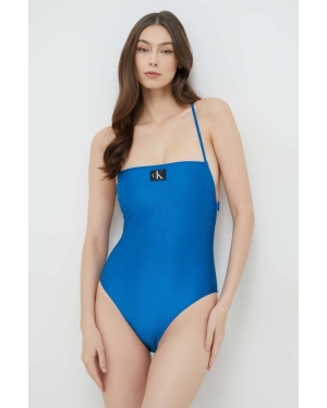Calvin Klein jednoczęściowy strój kąpielowy kolor niebieski lekko usztywniona miseczka