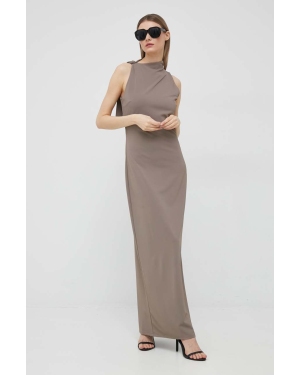 Calvin Klein sukienka kolor brązowy maxi prosta