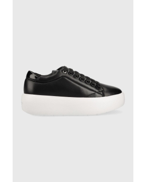 Calvin Klein sneakersy skórzane HW0HW01356 BUBBLE CUPSOLE LACE UP kolor czarny