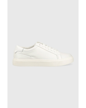 Calvin Klein sneakersy skórzane LOW TOP LACE UP LTH SM kolor biały HM0HM01018