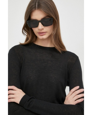 Calvin Klein sweter z domieszką wełny damski kolor czarny lekki