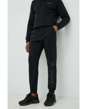 Columbia spodnie dresowe męskie kolor czarny z nadrukiem