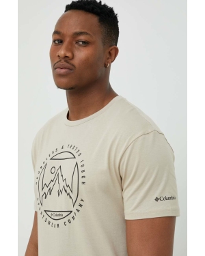 Columbia t-shirt bawełniany kolor beżowy z nadrukiem
