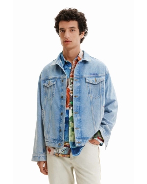 Desigual kurtka jeansowa męska kolor niebieski przejściowa