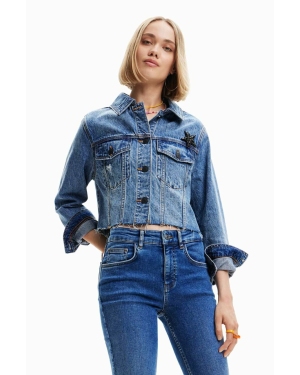 Desigual kurtka jeansowa dziecięca damska kolor niebieski przejściowa