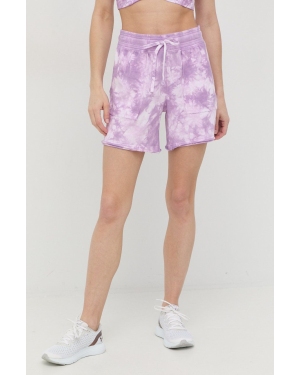 Dkny szorty bawełniane DP2S5011 damskie kolor fioletowy wzorzyste high waist