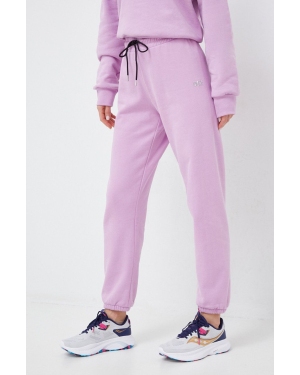 Dkny spodnie dresowe damskie kolor fioletowy gładkie