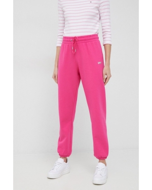 Dkny spodnie dresowe damskie kolor różowy gładkie