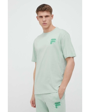 Fila t-shirt bawełniany kolor turkusowy z nadrukiem