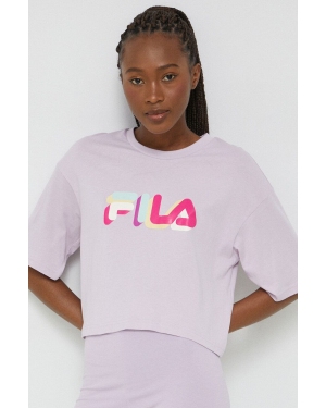 Fila t-shirt bawełniany kolor fioletowy
