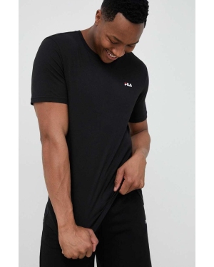 Fila t-shirt bawełniany 2-pack kolor czarny gładki