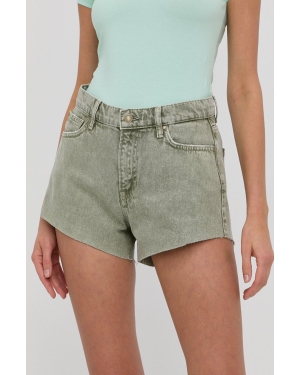 Guess szorty jeansowe damskie kolor zielony gładkie medium waist
