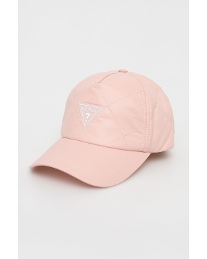 Guess czapka kolor różowy z aplikacją