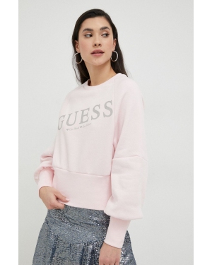 Guess bluza damska kolor różowy z nadrukiem