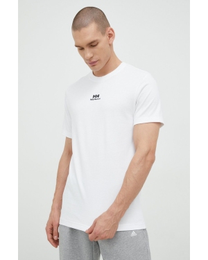 Helly Hansen t-shirt bawełniany YU PATCH T-SHIRT kolor biały z aplikacją 53391