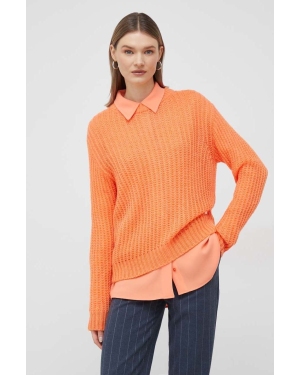 Joop! sweter z domieszką wełny damski kolor pomarańczowy lekki