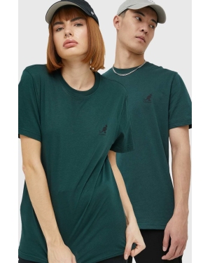 Kangol t-shirt bawełniany kolor zielony z nadrukiem