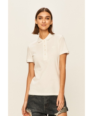 Lacoste T-shirt PF5462 damski kolor biały z kołnierzykiem PF5462-001