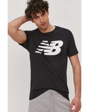 New Balance T-shirt MT03919BK męski kolor czarny z nadrukiem