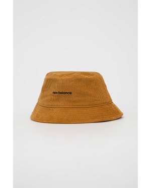 New Balance kapelusz sztruksowy kolor brązowy bawełniany