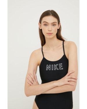 Nike jednoczęściowy strój kąpielowy Cutout kolor czarny miękka miseczka