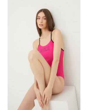 Nike jednoczęściowy strój kąpielowy Cutout kolor fioletowy miękka miseczka