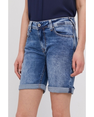 Pepe Jeans Szorty jeansowe damskie gładkie medium waist