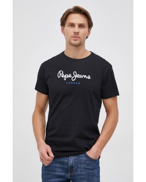 Pepe Jeans T-shirt bawełniany Eggo kolor czarny z nadrukiem