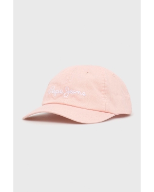 Pepe Jeans czapka LUCIA CAP kolor różowy z aplikacją