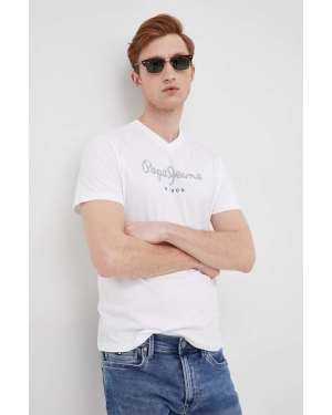 Pepe Jeans t-shirt bawełniany EGGO V N kolor biały z nadrukiem